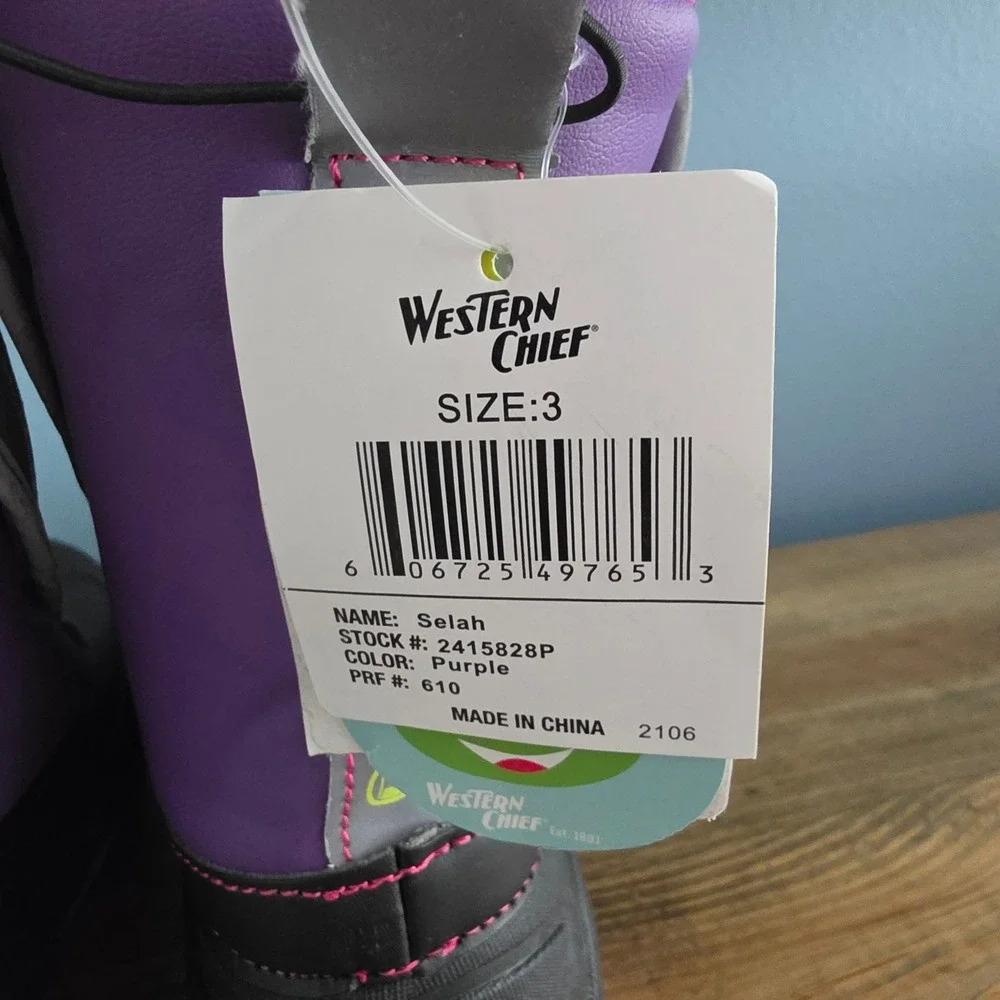 Western Chief Kids Selah Snow Boots Purple Black Waterproof Insulated Size 3